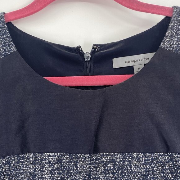 Classiques Entier Size 14 Navy Blue Cotton Dress Career Cocktail - Picture 5 of 14